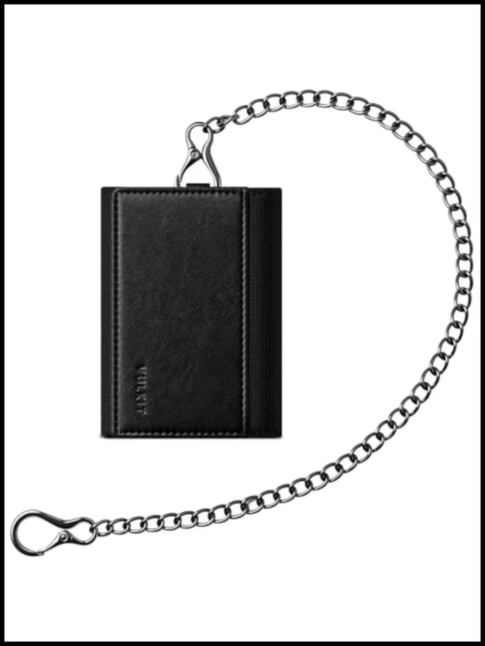 Men's Anti-Theft Trifold Wallet with Chain, RFID Blocking, Leather & Tech Fabric
